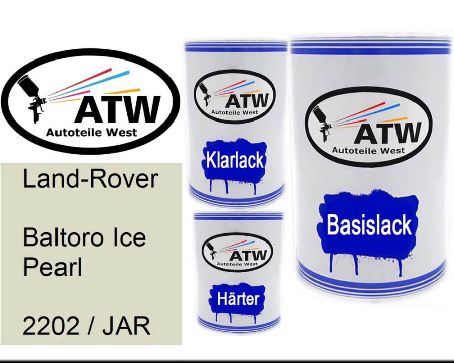 Land-Rover, Baltoro Ice Pearl, 2202 / JAR: 500ml Lackdose + 500ml Klarlack + 250ml Härter - Set, von ATW Autoteile West.